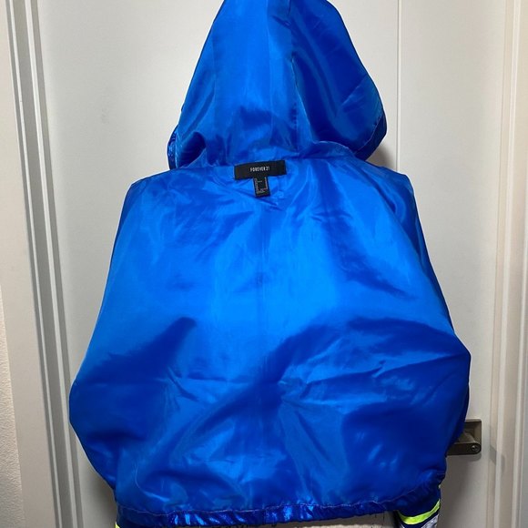 FOREVER 21 NASA Reflective Windbreaker Blue Metallic Hooded Jacket Size M - Picture 7 of 8
